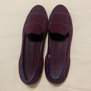 Rothy’s Women Size 9.5 Shoes The Loafer Burgundy Purple Grid Plaid Flats Slip On